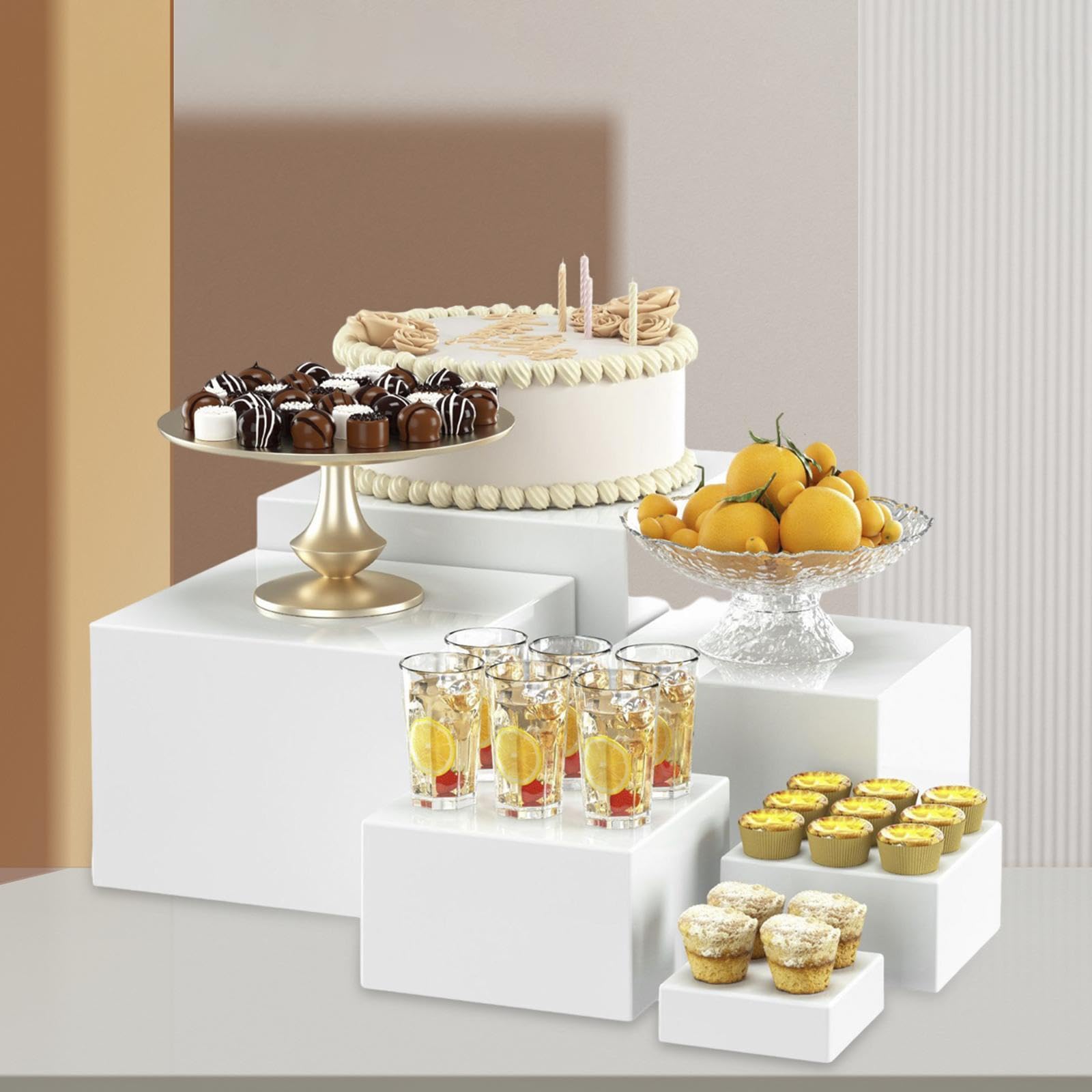 Sharplace Lot de 5 rehausseurs de buffet, présentoirs en forme de cube, avec fonds creux, présentoir de table à desserts pour fêtes