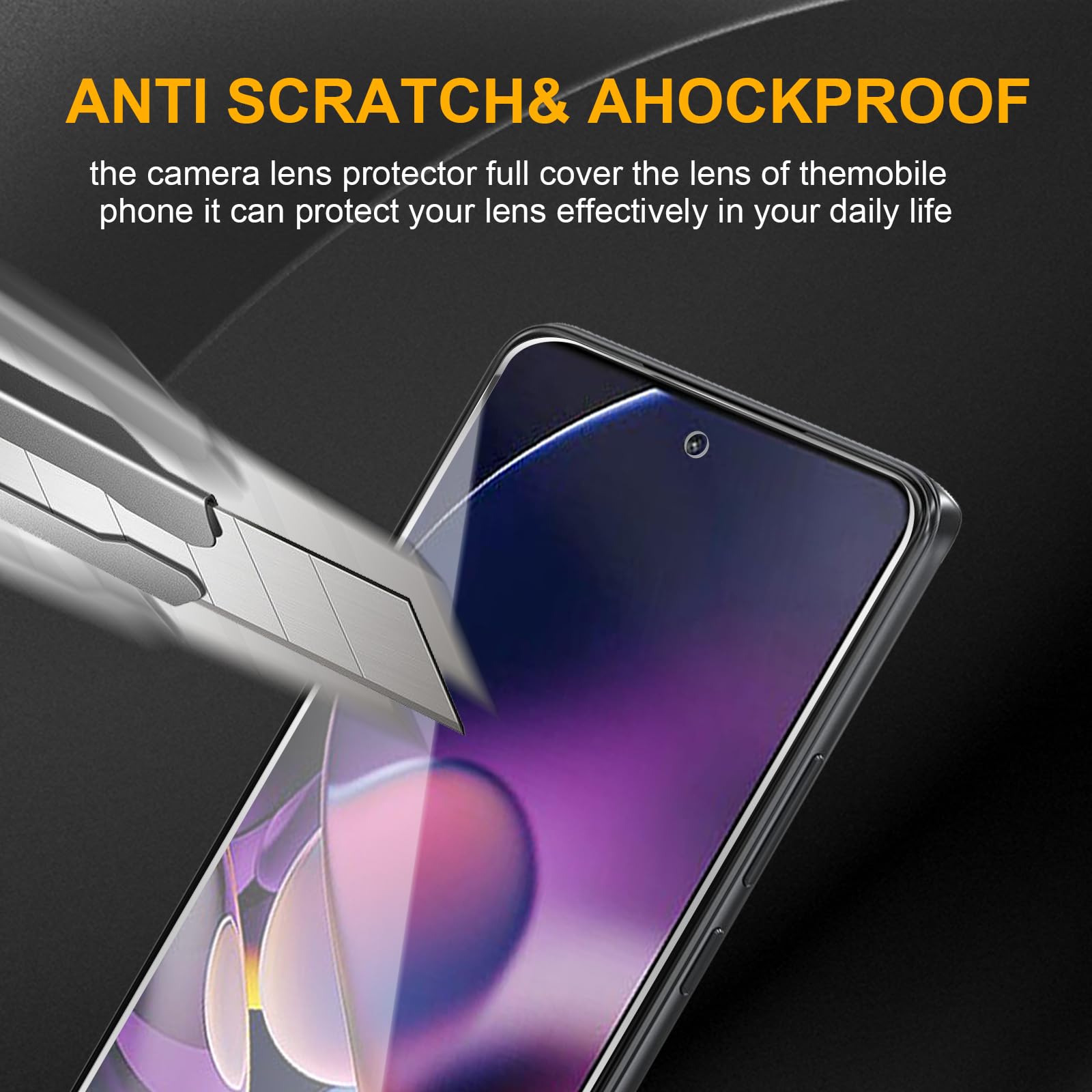 Paquete de 3 protectores de pantalla de vidrio templado para Motorola Moto G Stylus 5G 2024 + 3 protectores de lente de cámara, antihuellas, dureza 9H, resistente a los arañazos, fácil de