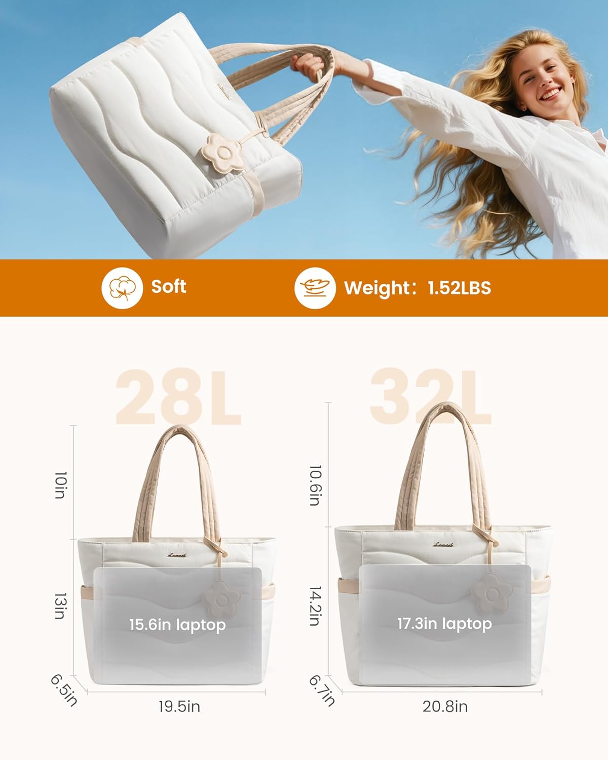 LOVEVOOK Tote Bag for Women,Puffer Work Bag,Quilted Teacher Nurse Tote Bag with Zipper for Travel Gifts for Women - Image 4