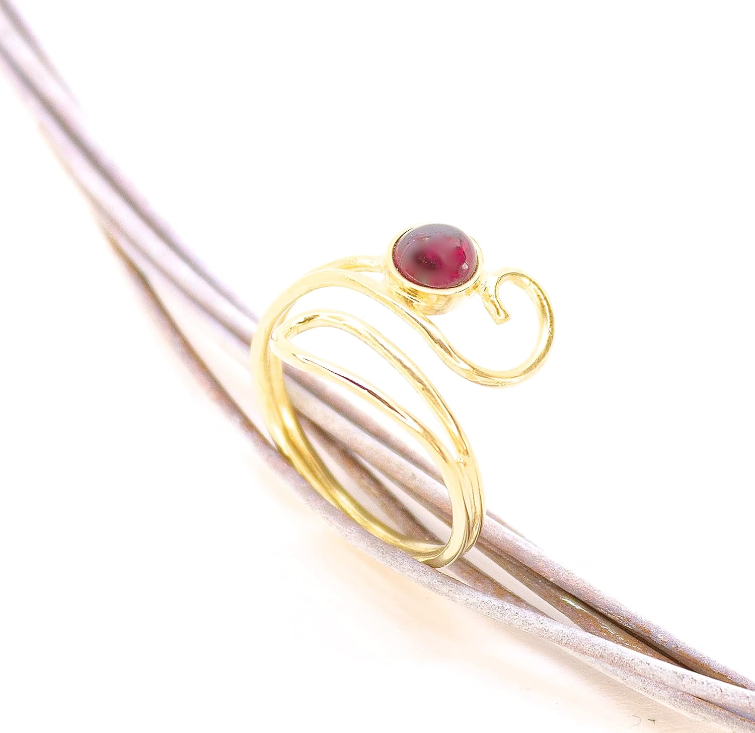 Garnet gold plating open ring for women, Adjustable red stone Ring, Gift for Her, Natural genuine garnet ring, Rings for teen girls, Vintage ring, Adjustable ring size 4-9 - Image 3