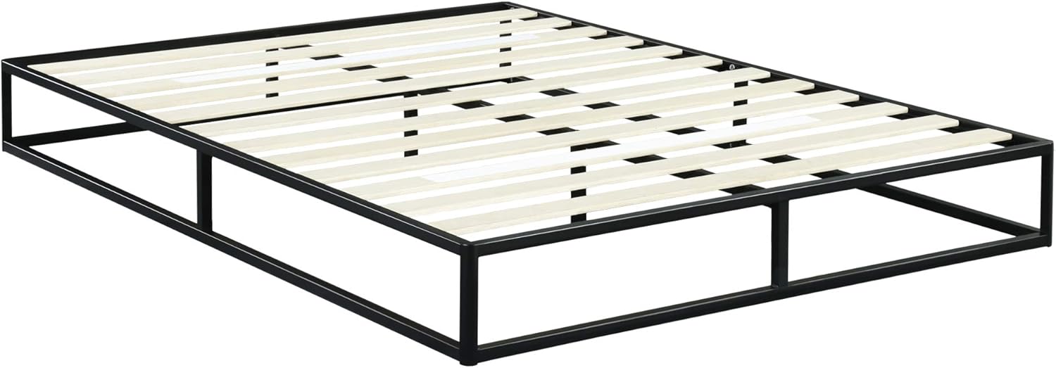 Olee Sleep 9 Inch Modern Metal Platform Bed Frame / Wooden Slats / Mattress Foundation / Wood Slat Support / No Box Spring Needed, Queen,VC09BX01Q,Black : Home & Kitchen