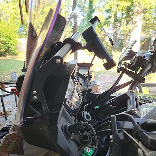 Miniatura 10 de Soporte para teléfono con barra transversal de expansión de motocicleta, soporte de placa de navegación GPS, elevador para parabrisas para Kawasaki