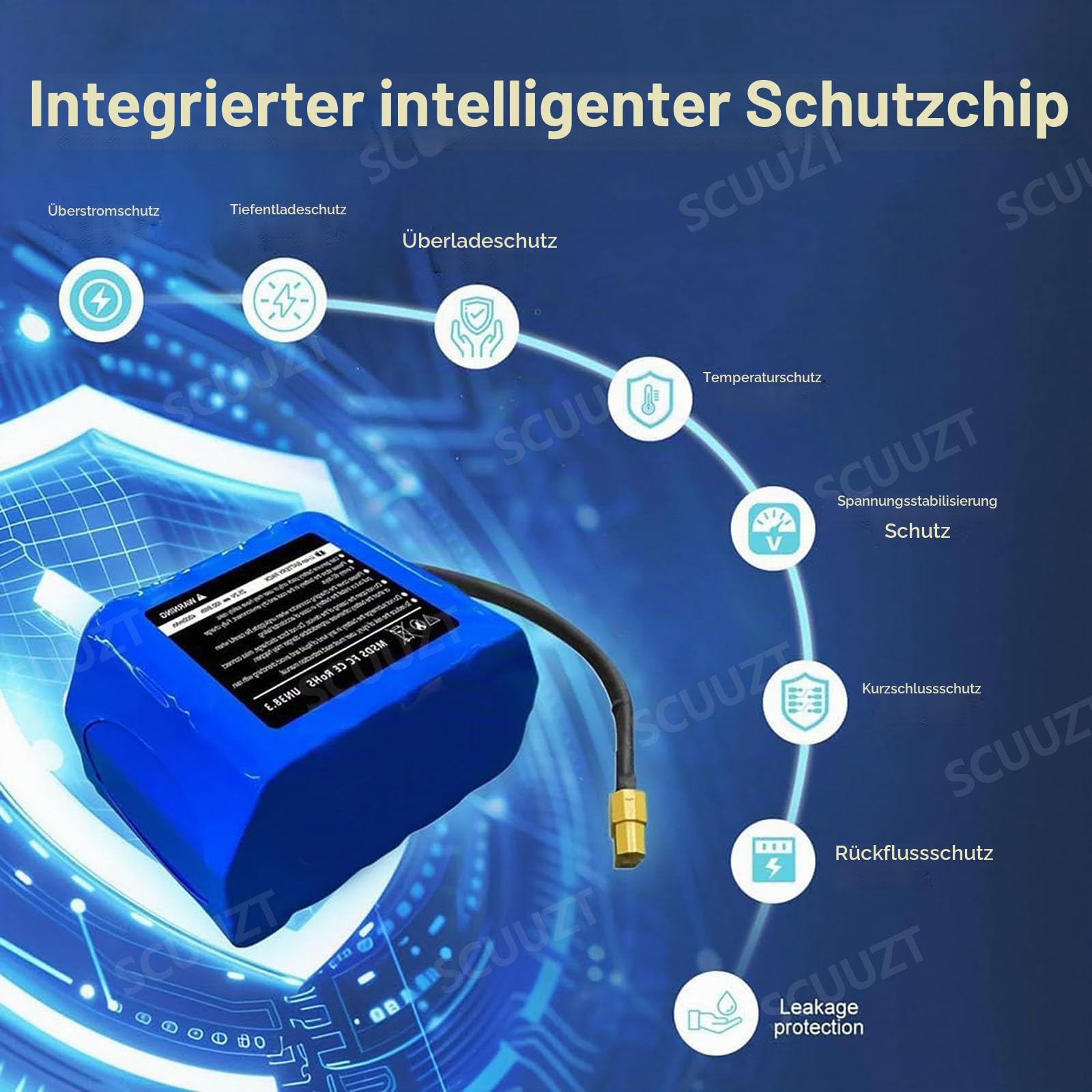 25,2 V 4000 mAh wiederaufladbarer Hoverboard-Akku, 4 Ah Hoverboard-Ersatzakku mit hoher Kapazität, 25,2 V, 4000 mAh, kompatibel mit 100-W 200W 300W Hoverboard-Motor