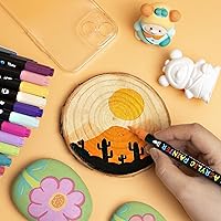 Vista 7 de Bolígrafos de pintura acrílica, 30 colores, bolígrafos de doble punta con punta mediana y puntas de pincel para pintura de roca, madera, cerámica
