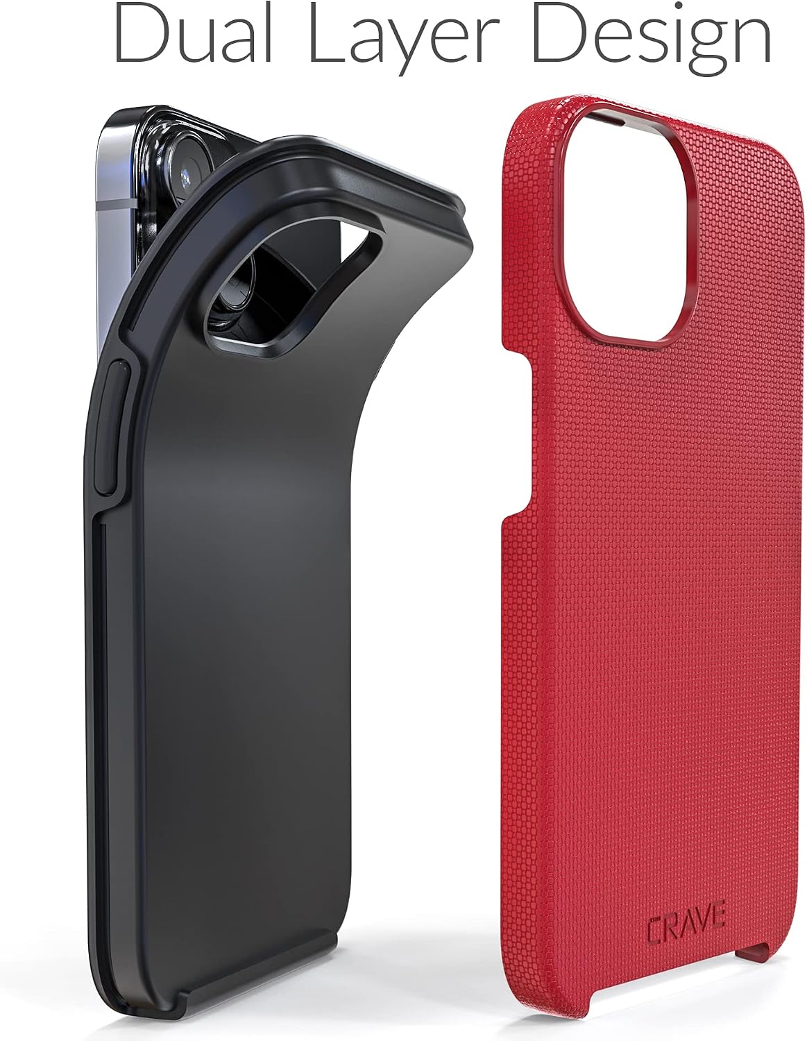 Crave Dual Guard for iPhone 14, Shockproof Protection Dual Layer Case for Apple iPhone 14 (6.1") - Red