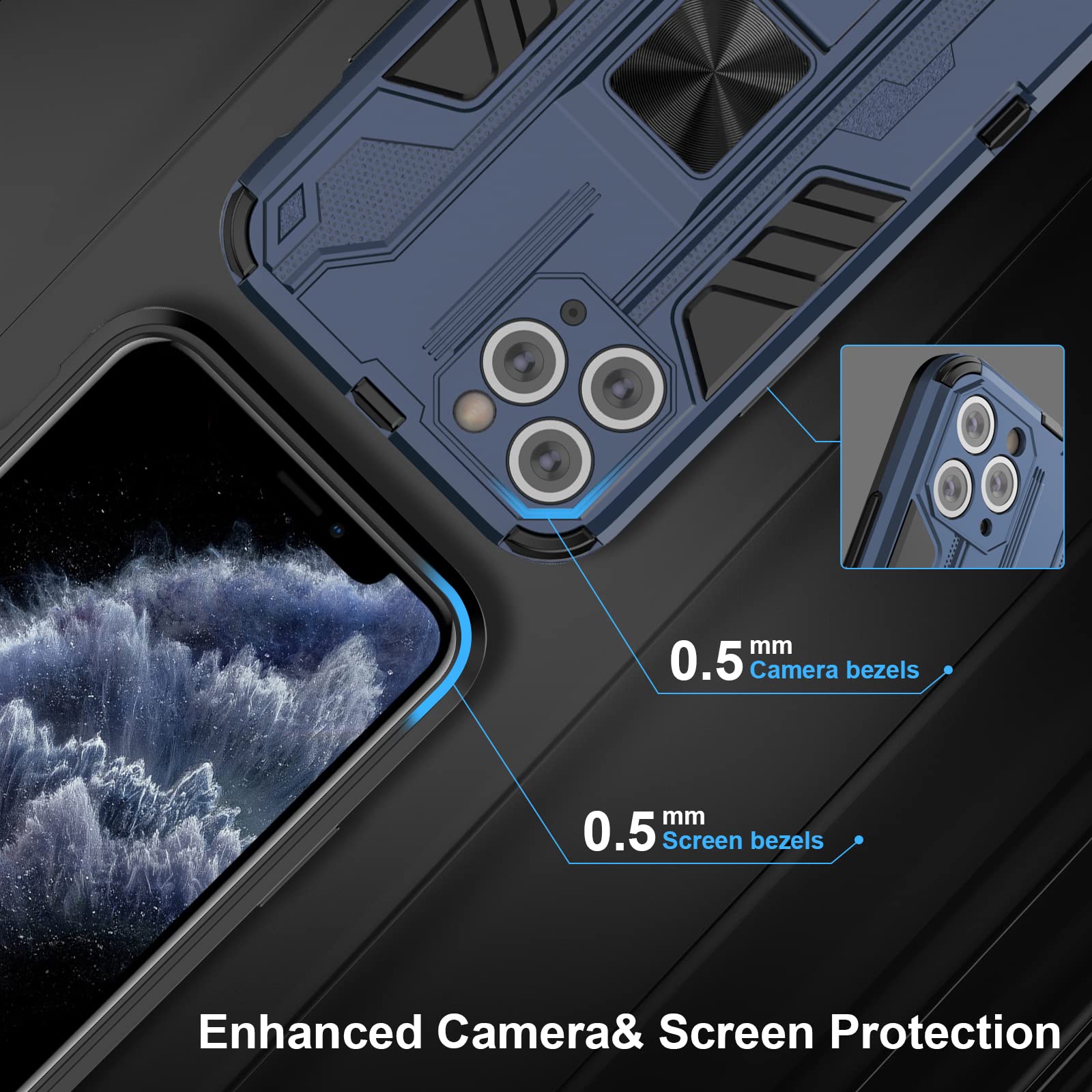 Funda para Xiaomi Redmi Note 15 Pro 5G, Carcasa Antigolpes con Soporte anular metálico, Case Protectora de Grado Militar, Azul — view 90