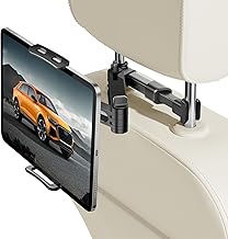 YADOBIG Support Tablette Voiture pour Appui-Tête, Rotation à 360° Support Ipad Voiture avec Bras Télescopique Pliable, Anti-Choc, pour iPad, Switch, Kindle et Autres Appareils 4.7-13 Pouces, Noir