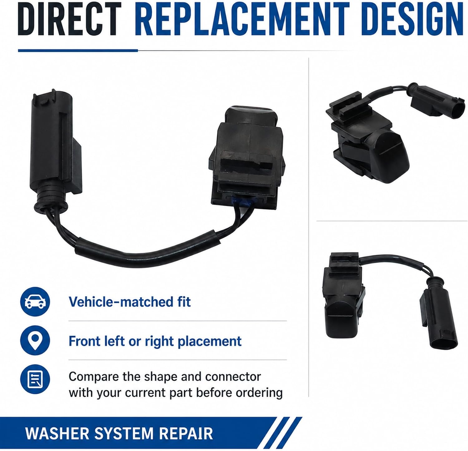 XQSMWF Windshield Washer Nozzle Compatible with Mercedes-Benz W211 E-Class W209 CLK-Class W219 CLS-Class W203 C-Class 2001-2011, Wiper Spray Jet Replaces 2118601147 A2118601147, Front Left Right