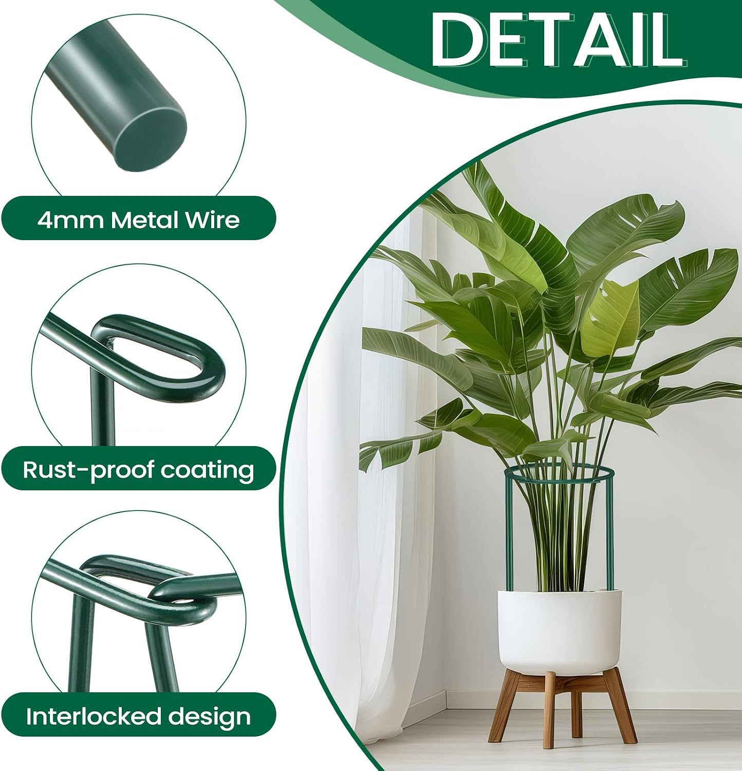 DoubleFill 24 Pcs Snake Plant Support Stakes 10" W x 16" H Half Round Peony Cages and Supports Plant Ring Metal Garden Ring Border for Indoor Outdoor Tomato Hydrangea Peony Flower Monstera