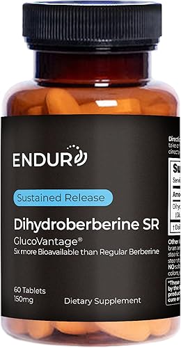 Endur Dihydroberberine SR, apoya la salud y el metabolismo del azúcar en la sangre, ideal para el control de peso, sin gluten, 150 mg (60 tabletas)