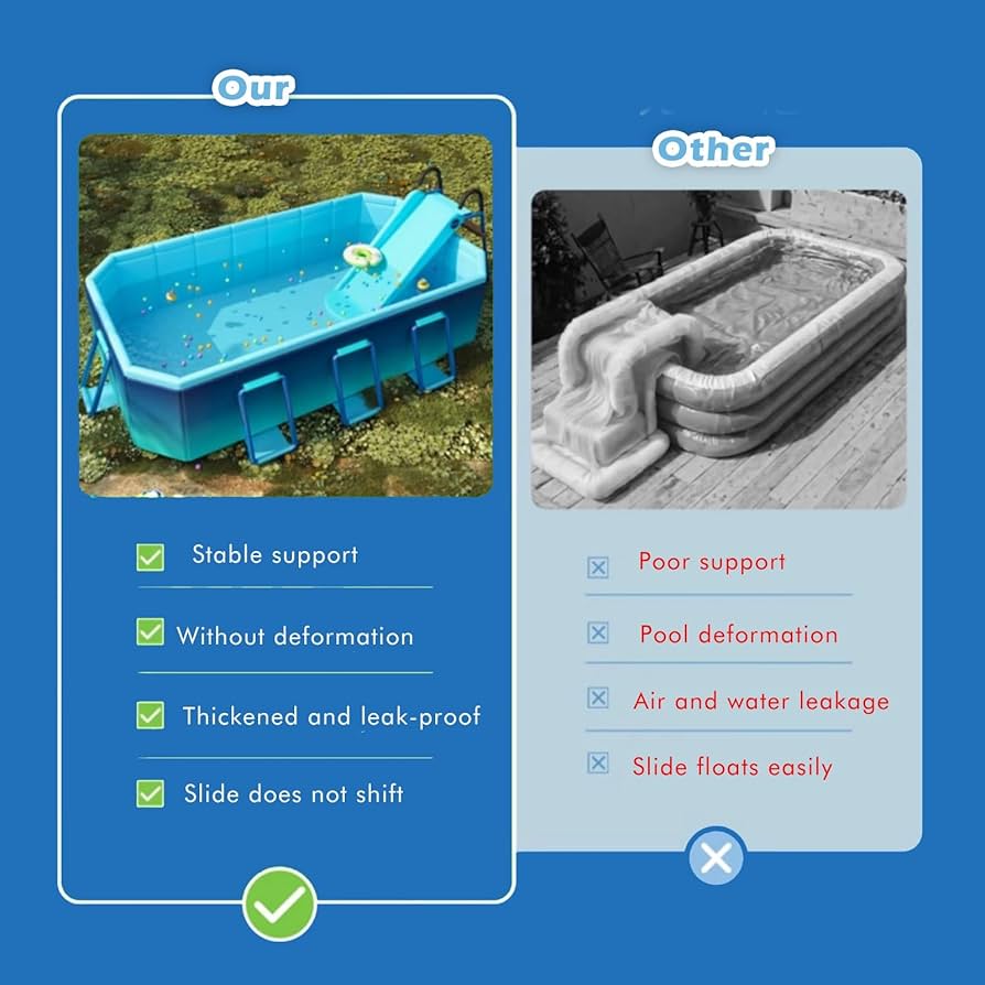 【匿名配送】Swimming Pool Above Ground Swimming Pool Rectangular Pool, Metal Frame