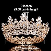 Vista 6 de COCIDE Corona para mujer, coronas y tiaras de cristal para niñas, diadema redonda completa de boda, accesorios para el cabello, para cumpleaños