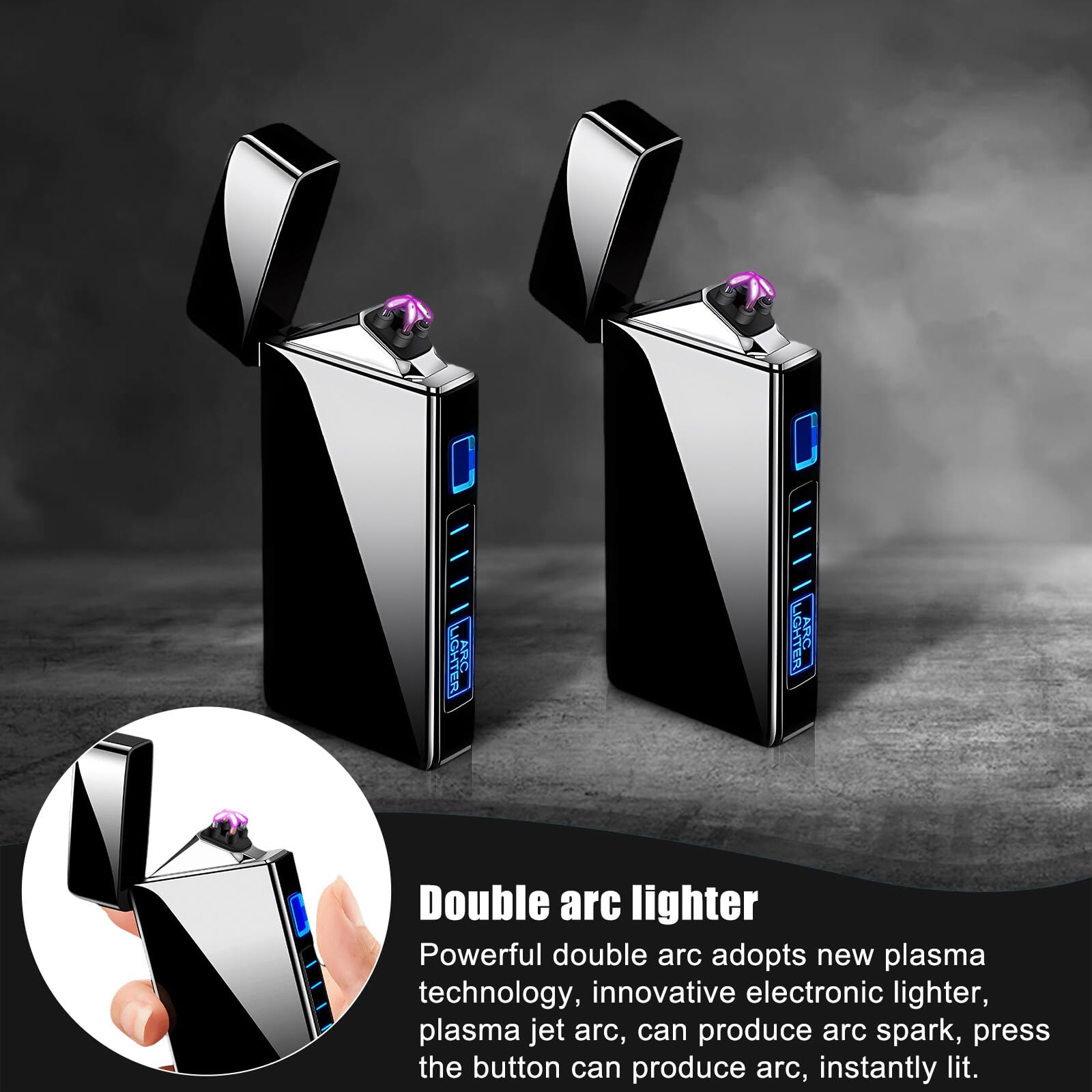 Briquet électronique USB à Double Arc électrique - Noir - Au Quotidien
