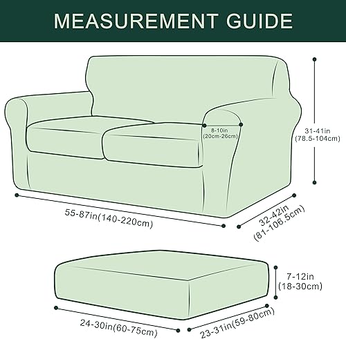 Vista 30 de CHUN YI - Funda elástica para sofá biplaza, 3 piezas, suave, lavable, con 2 fundas de cojín separadas para perros, tela jacquard de elastano a