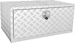 VEVOR Underbody Truck Box, 24"×17"×18" Pickup Storage, Durable Aluminum Diamond Plate Toolbox with Lock & Keys, Weatherproof Trailer Box with T-Handle Latch for Truck, Van, Trailer