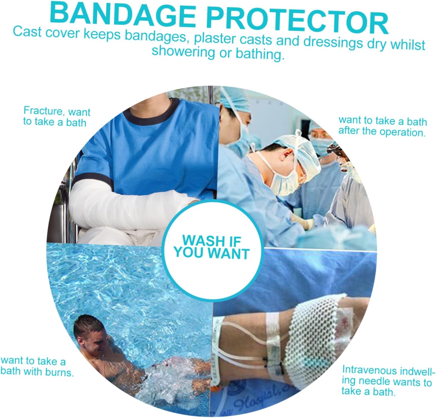 Arm Cast Cover for Shower Dressing Protector for Broken Hand Elbow Wrist Design Non-Slip Material Suitable for Adults