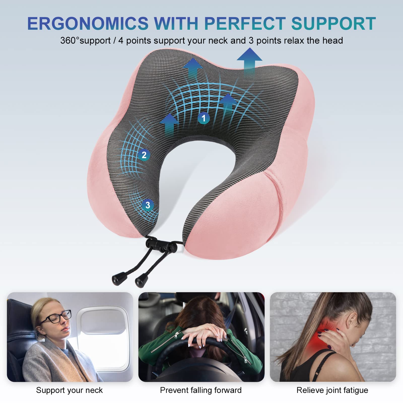 Cuscino Da Viaggio Memory Foam Eono - Con Maschera E Tappi, Regolabile