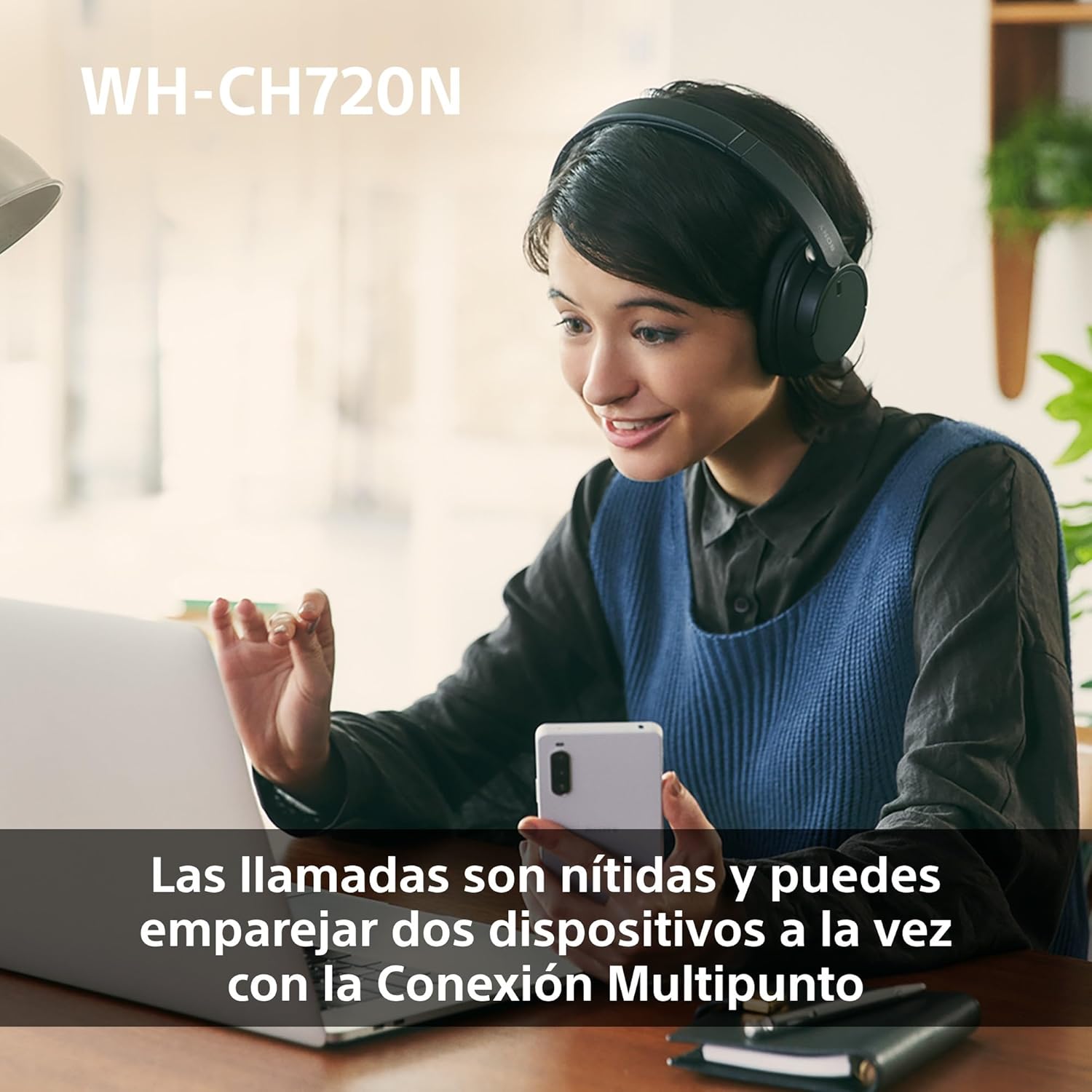 Sony WH-CH720N Auriculares Inalámbricos Bluetooth Noise Cancelling de Diadema, Sonido de , modo Sonido Ambiente, Diseño Ligero, hasta 35 horas de batería, iOS y Android – Negro 8