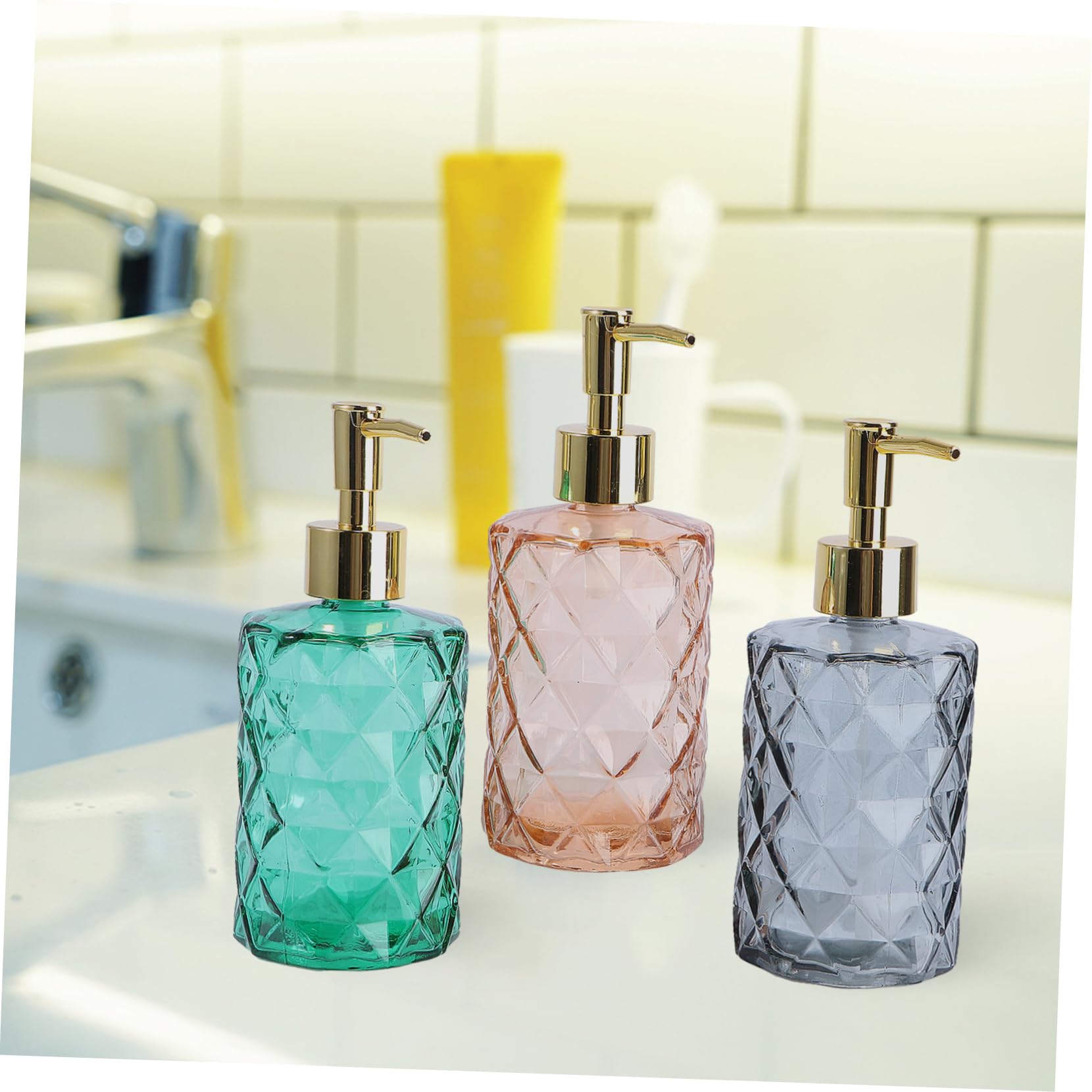 Botellas Dispensadoras de Vidrio con Bomba, 3 Piezas para Gel
