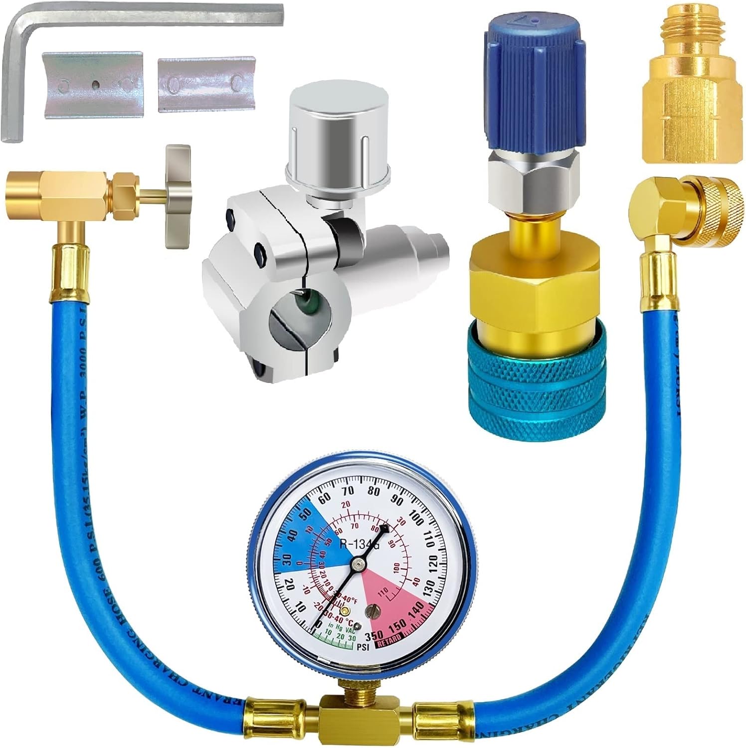 R134A/R1234YF Refrigerant Recharge Hose Guage Kit with
