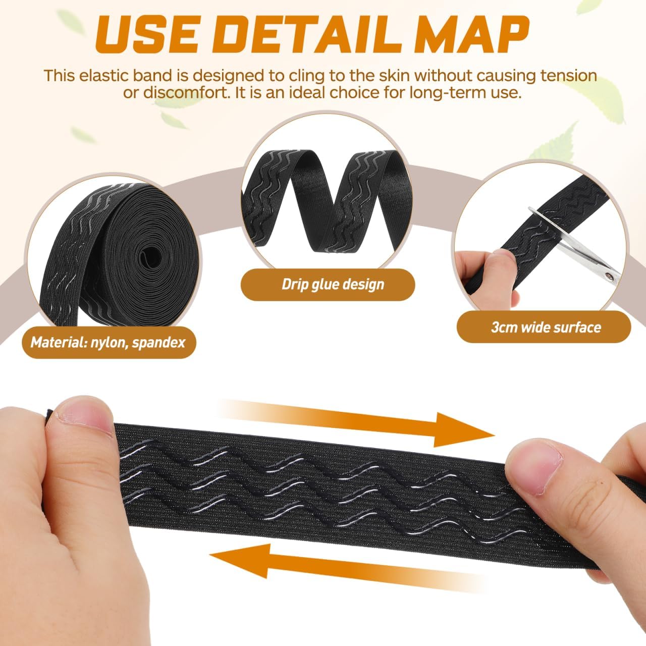 VILLCASE Black Wide Flat Elastic Band 1.18In Non Slip Elastic for Sewing Waistbands Gripper Tape for Sheets Garment Trim Diy Craft Projects 196.85In Roll