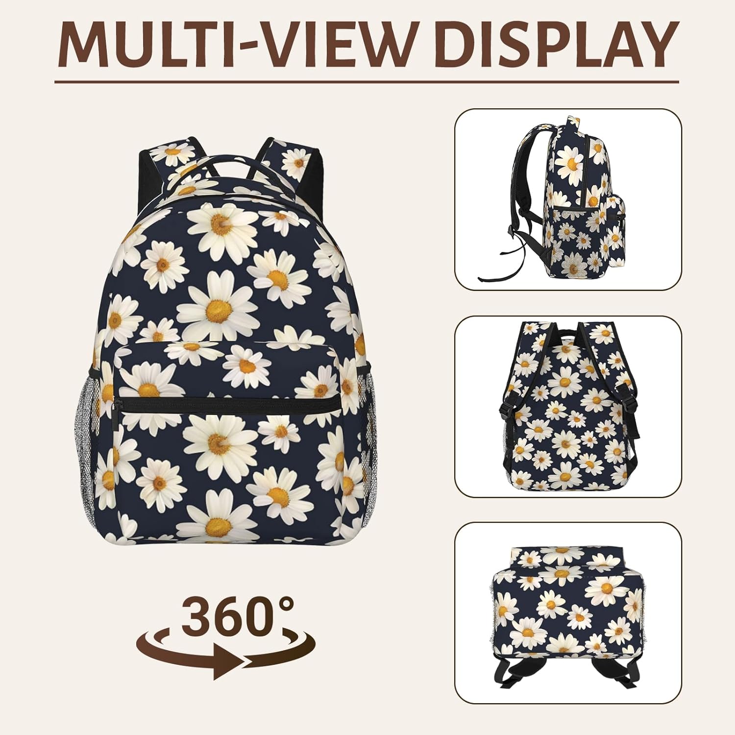 Playful Penguin Backpack, Lightweight Polyester Travel Work School Camping Daypack, Cute Animal Back Pack, Blue Background Backpacks, Book Packs Gifts for Women Kids Girls, 11.4×5.9×15.7 Inch - Image 8