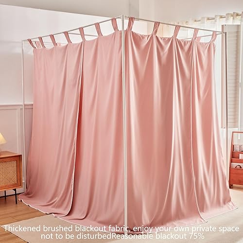 Miniatura 7 de AIKASY Cortinas de cama con toldo de pasta de frijoles con lazos superiores y alzapaños para decoración de dormitorio, cortinas de cama tamaño King