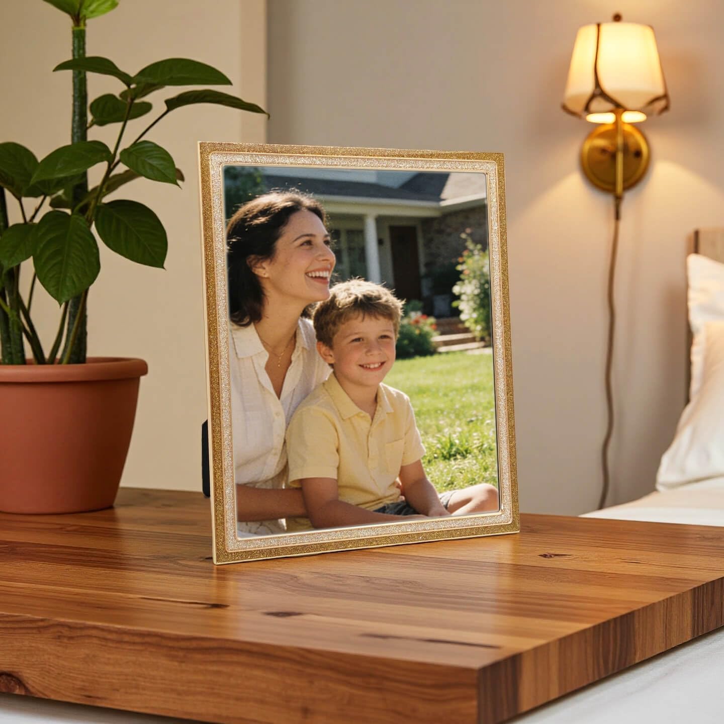 8x10 Gold Silver Picture Frame - Glittering Enamel Photo Frames with Real Glass & Velvet Back, 8 by 10 Metal Frame for Tabletop or Wall, Ideal Home Décor & Weddings Gifts (2PCS)