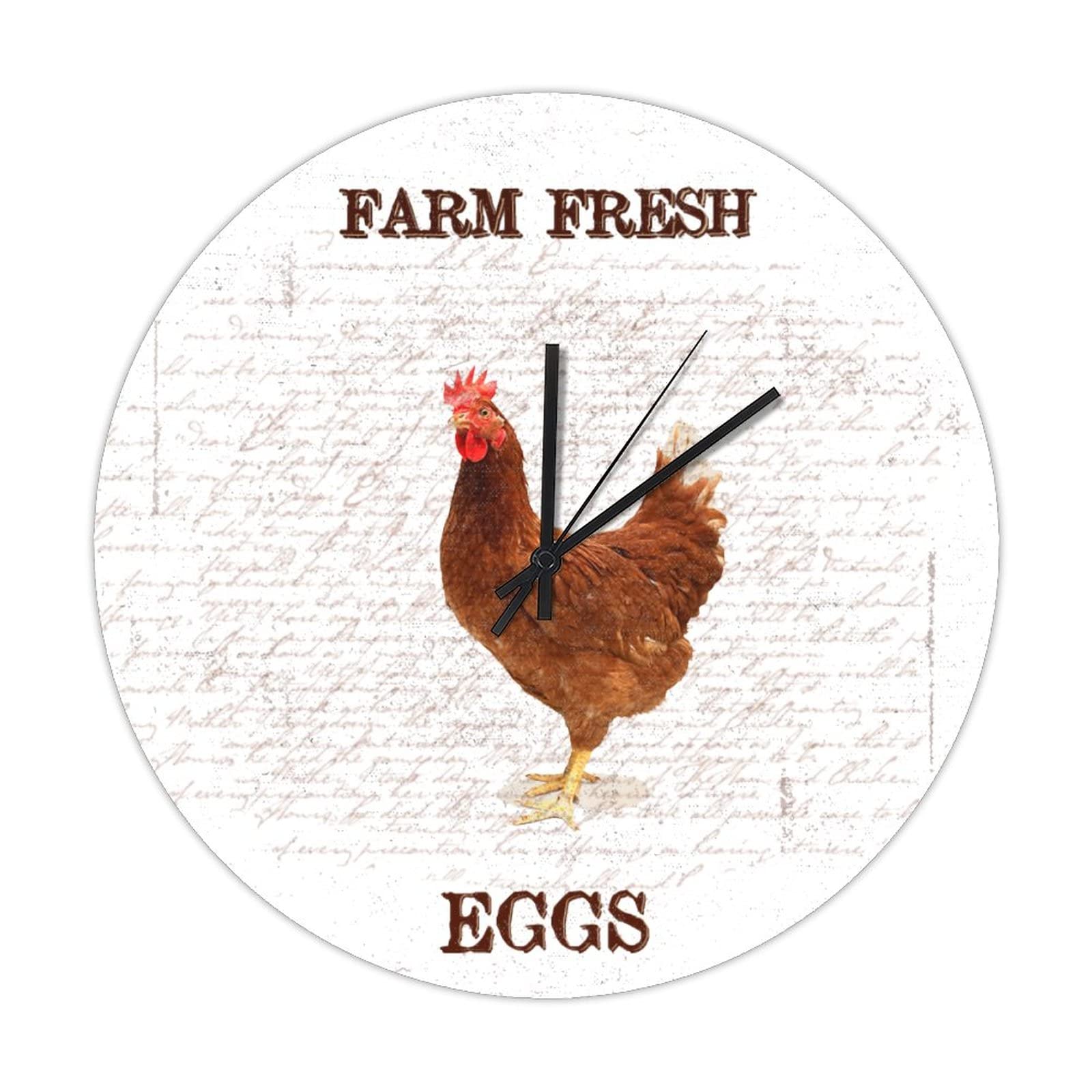 Cadeau pour les amateurs de coq : horloge ronde en bois