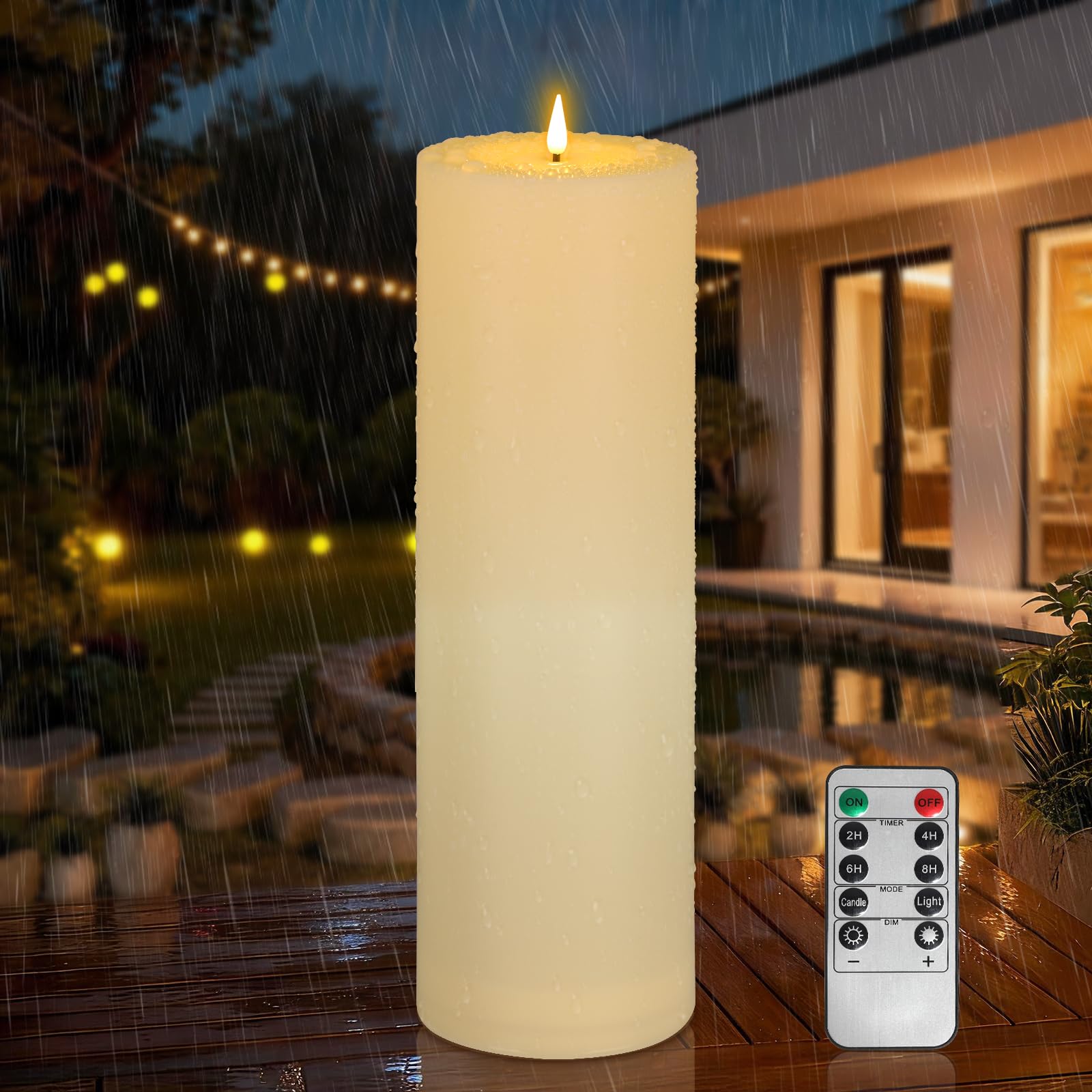 Kimjo Flammenlose LED Kerzen Outdoor Wasserdicht
