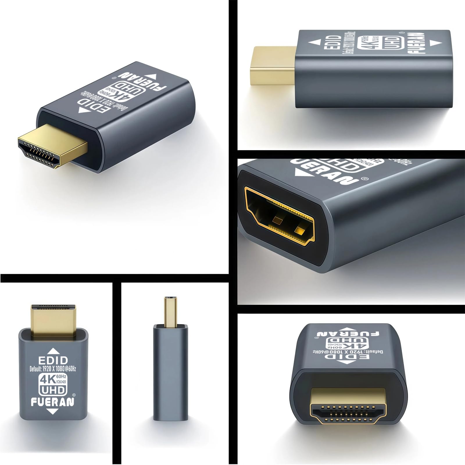 Adattatore Emulatore HDMI EDID, Passthrough 1920x1080@60Hz, Plug & Play, Compatibile con Mac, da Thunderbolt a HDMI, Switch, Ricevitori AV, Extender (4K (predefinito-1920x1080@60Hz) 1P)