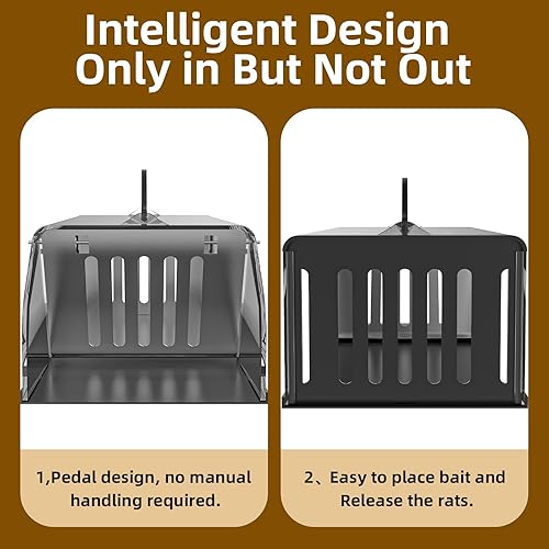 Miniatura 3 de Trampa humana para ratas, trampa de animales vivos para uso en exteriores e interiores, trampa reutilizable automática continua visible para