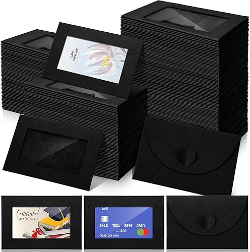 Uiifan 300 sobres para tarjetas de regalo con ventana de 4 x 2.8 pulgadas, mini sobres con cierre en forma de corazón para tarjetas de visita,