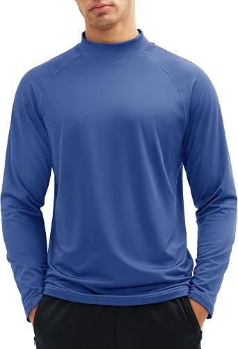 Cavva Mens Thermal Shirt Mock Turtle Neck Long Sleeve Fleece Lined | Base Layer, Winter Warm Undershirts, Thermal Underwear Tops, Stretchy, Athletic, Running, Workout , Sports