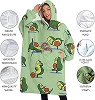 Vista 7 de Wearable Oversized Blanket,Sherpa Blanket Hoodie with Super Pockets,Super Warm Fuzzy Pullover for Women & Men