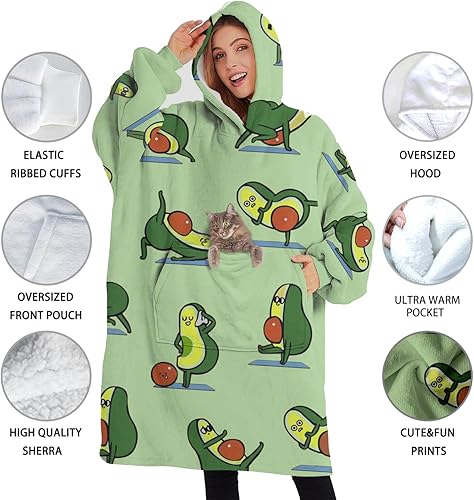 Miniatura 7 de Touchbetter Wearable Oversized Blanket,Sherpa Blanket Hoodie with Super Pockets,Super Warm Fuzzy Pullover for Women & Men
