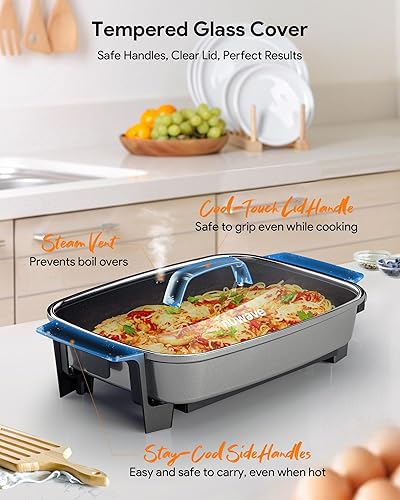 Miniatura 8 de Nuwave Medley XL - Sartén eléctrica digital, plancha de tamaño familiar con tapa de vidrio, calefacción de precisión mejorada 2025, 100-425F,