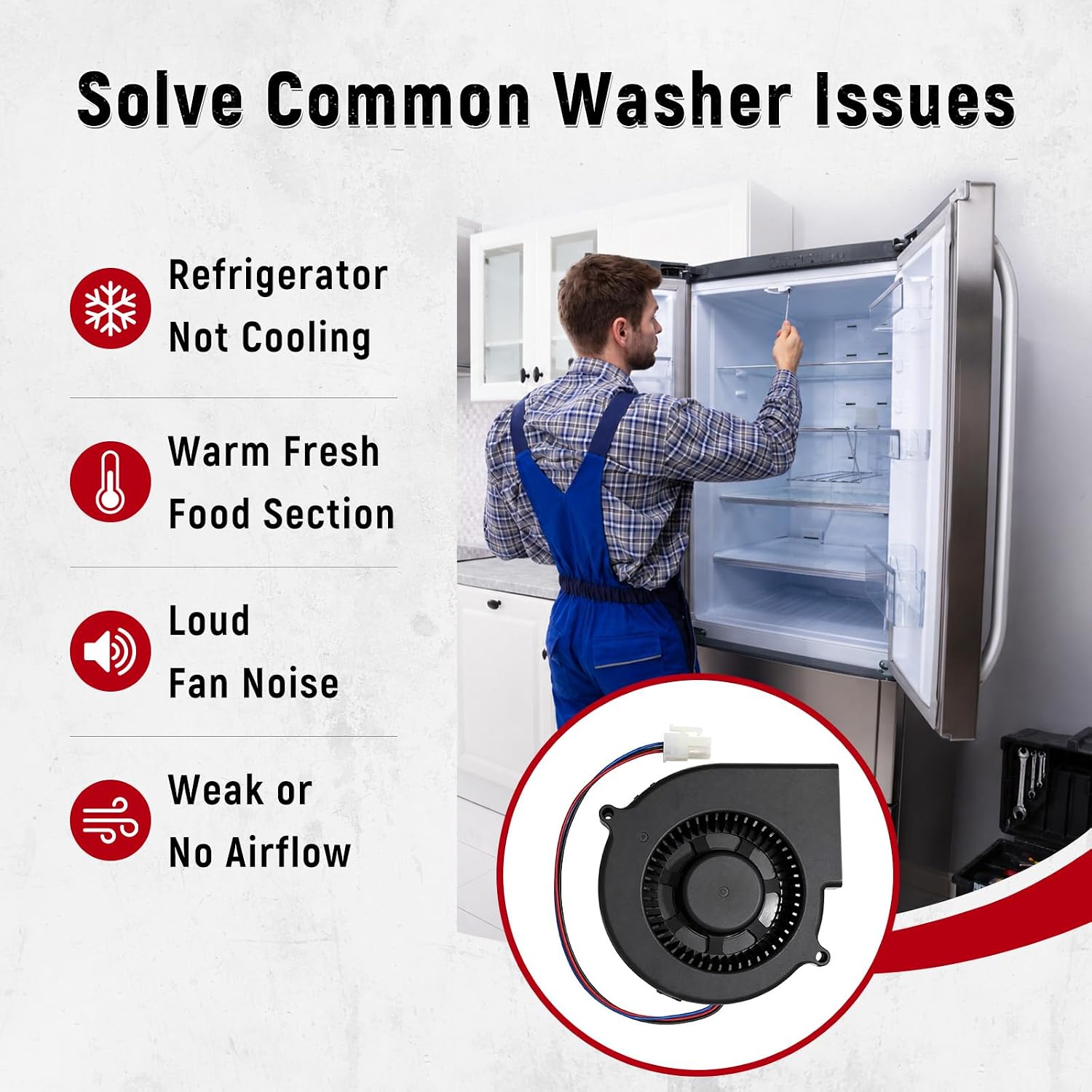 Upgraded W10846539 Refrigerator Evaporator Fan Motor Compatible with Whirlpool Maytag KitchenAid Kenmore JennAir IKEA Crosley Fridge, Replacement Part W10460280 W10667566 W10833801 2312230 4380772