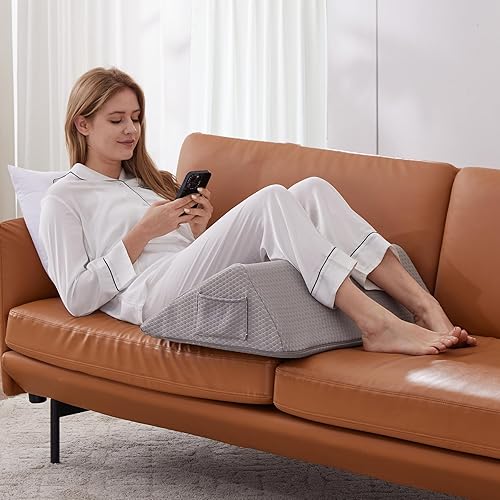 Miniatura 5 de Almohada de cuña para rodilla, almohada de espuma viscoelástica para piernas, cuña de cama para dormir, almohada triangular post-cirugía para