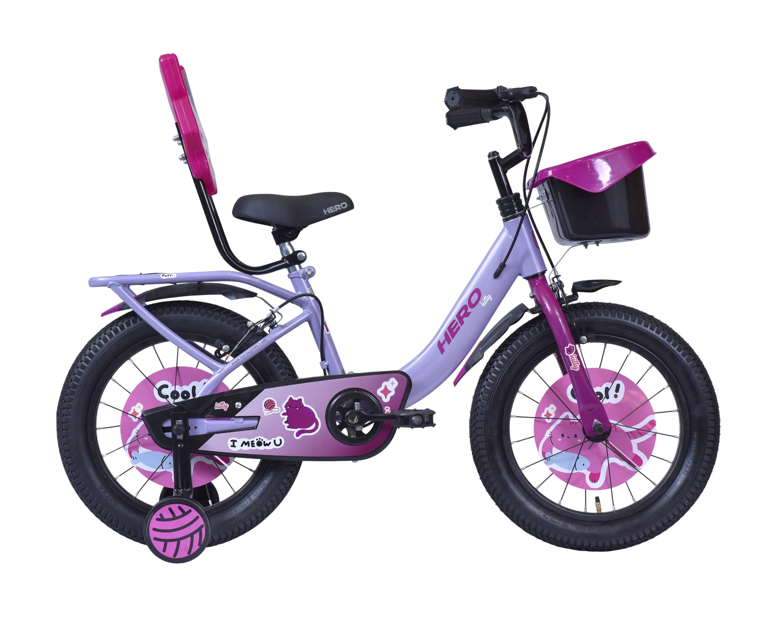 Hero Kitty 16T Single Speed Bicycle for Kids with Training Wheels | Pink | Rigid | Caliper Brake | 10.5" Steel Frame | Rider Height : 3ft 6" - 3ft 11" | 85% Pre-Assembled(Ready to Ride in 5 Mins)-image-45