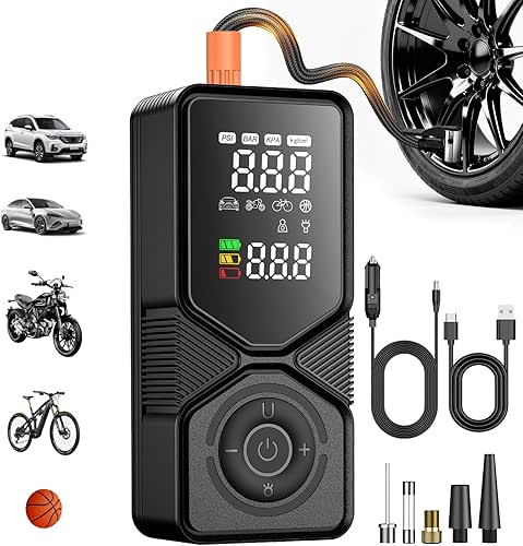 Portable Tire Inflator Air Compressor, 150 PSI Cordless Car Tire