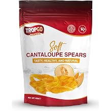 Tropgo Soft Cantaloupe Spears 120g   Natural Dried Fruit Snack, Gently Dried for Chewy Texture - Vegan, Non-GMO, Rich in Fibre, Healthy On-the-Go, Ready-to-Eat Healthy Snacks