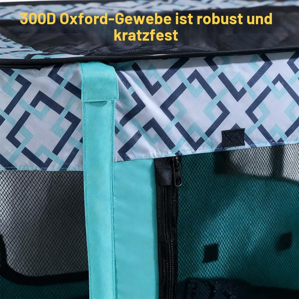 Welpenlaufstall Tierlaufstall,Faltbarer Haustierzaun,welpenauslauf faltbar,Tragbar katzengehege Kennel,70x55x40cm Kleintiergehege,Rechteckiges Zelt für Hunde, Katzen und Kleintiere(Grün)