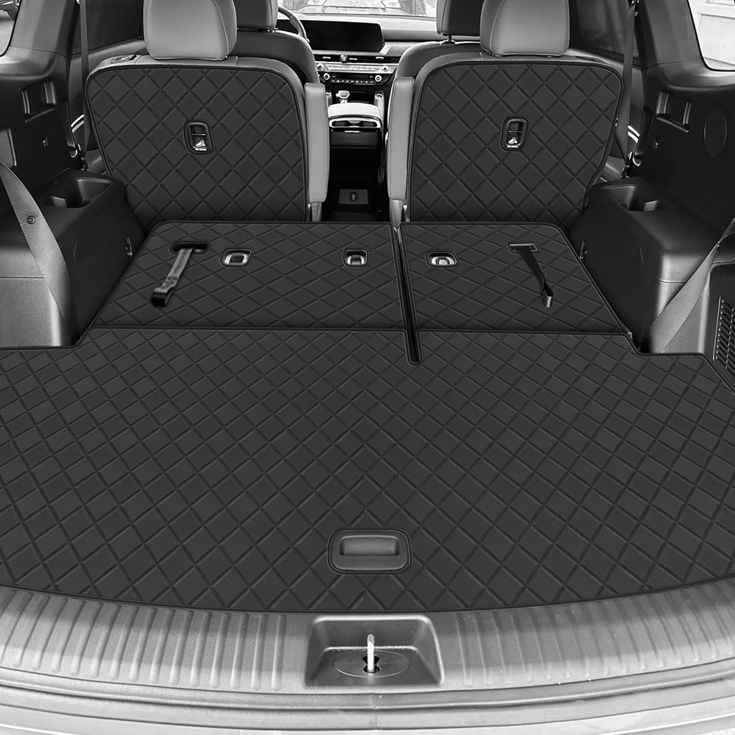 Cargo Mat & Backrest Mat for 2020-2025 Kia Telluride 7 Seats with 2nd Row Rear Backrest Mat, All Weather 2nd & 3rd Row Back Seat Protector Leather Cargo Liner Trunk Mat for Telluride Accessories
