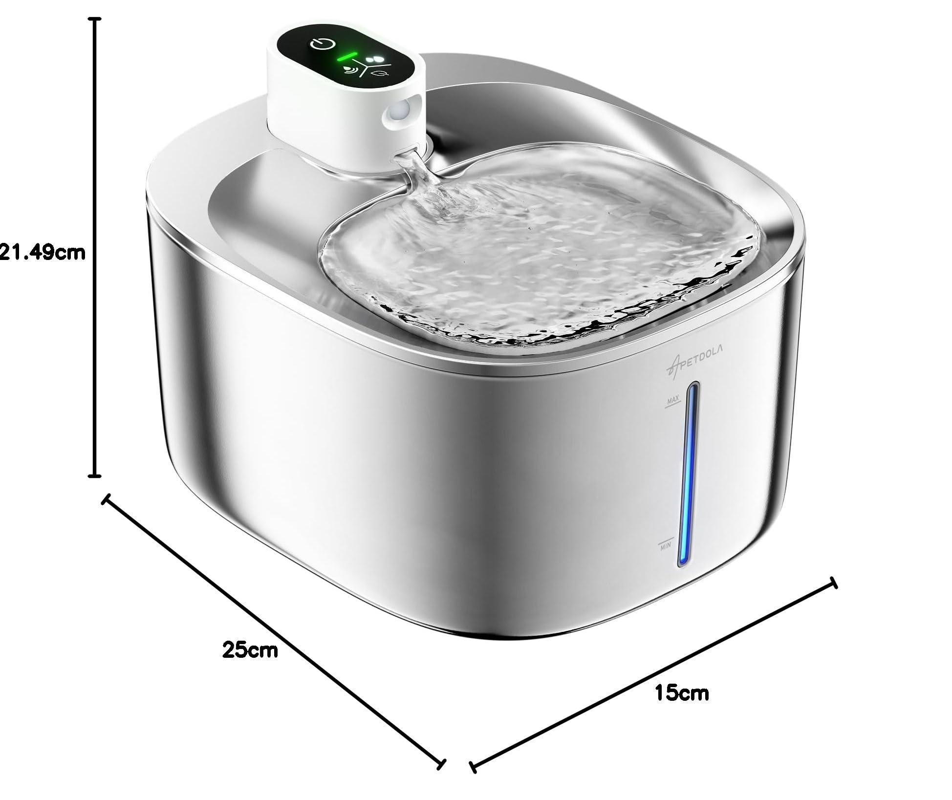 Fuente para mininos Acero Inoxidable, Bebedero mininos, 4L Fuente Agua mininos con Sensor Automático, Bebedero mininos Ultra Silenciosa con Batería de 4000 mAh, FS10pro (Blanco, 1 Filter)