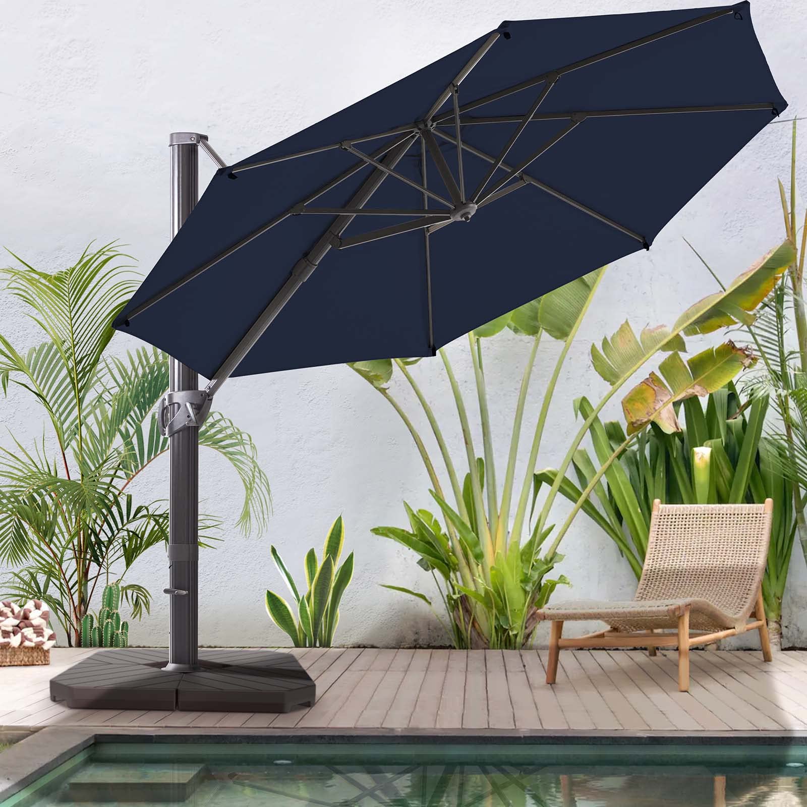 Buy BLUU REDWOOD 11 FT Patio Umbrella Offset Cantilever Outdoor