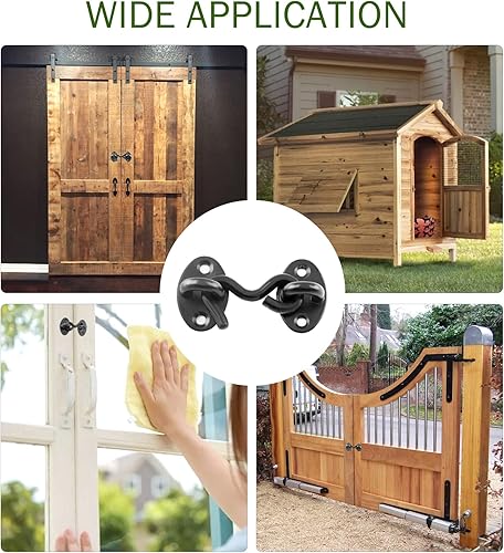 Miniatura 6 de BokWin 2 ganchos de privacidad de 2 pulgadas, cierre de puerta de granero de acero inoxidable grueso sólido con tornillos de montaje para ventana,