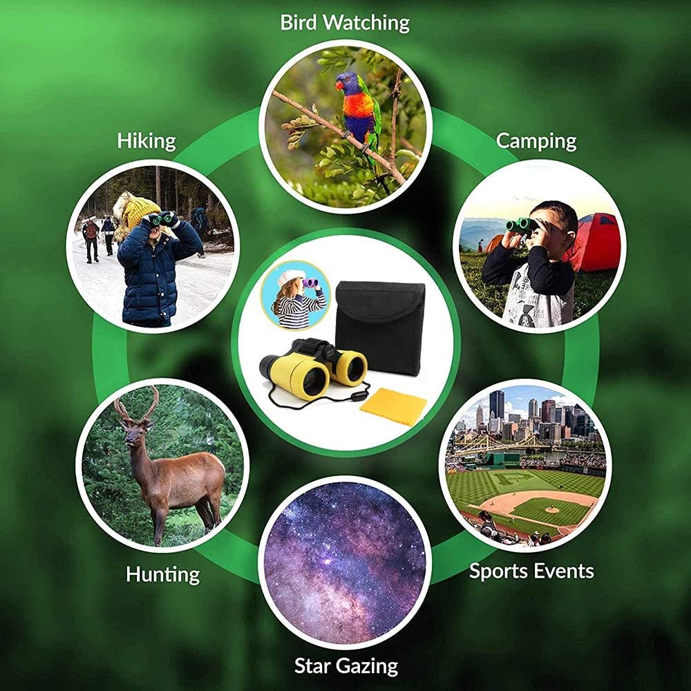 Children's Binoculars Outdoor Toys High Resolution Optical Shockproof Mini Compact Binoculars, Bird Watching, Hunting, Education, Travel, Camping, Birthday for 3+ Boys and Girls (Pink) : Toys & Games