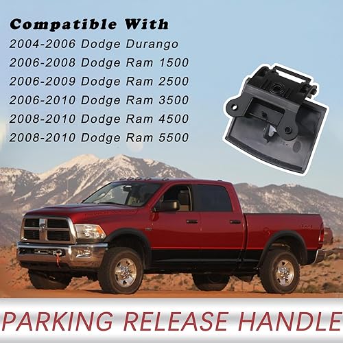 Miniatura 3 de 74445 Manija de liberación de freno de estacionamiento (gris pizarra) compatible con Dodge Ram 2006-2010Dodge Durango 2004-2006