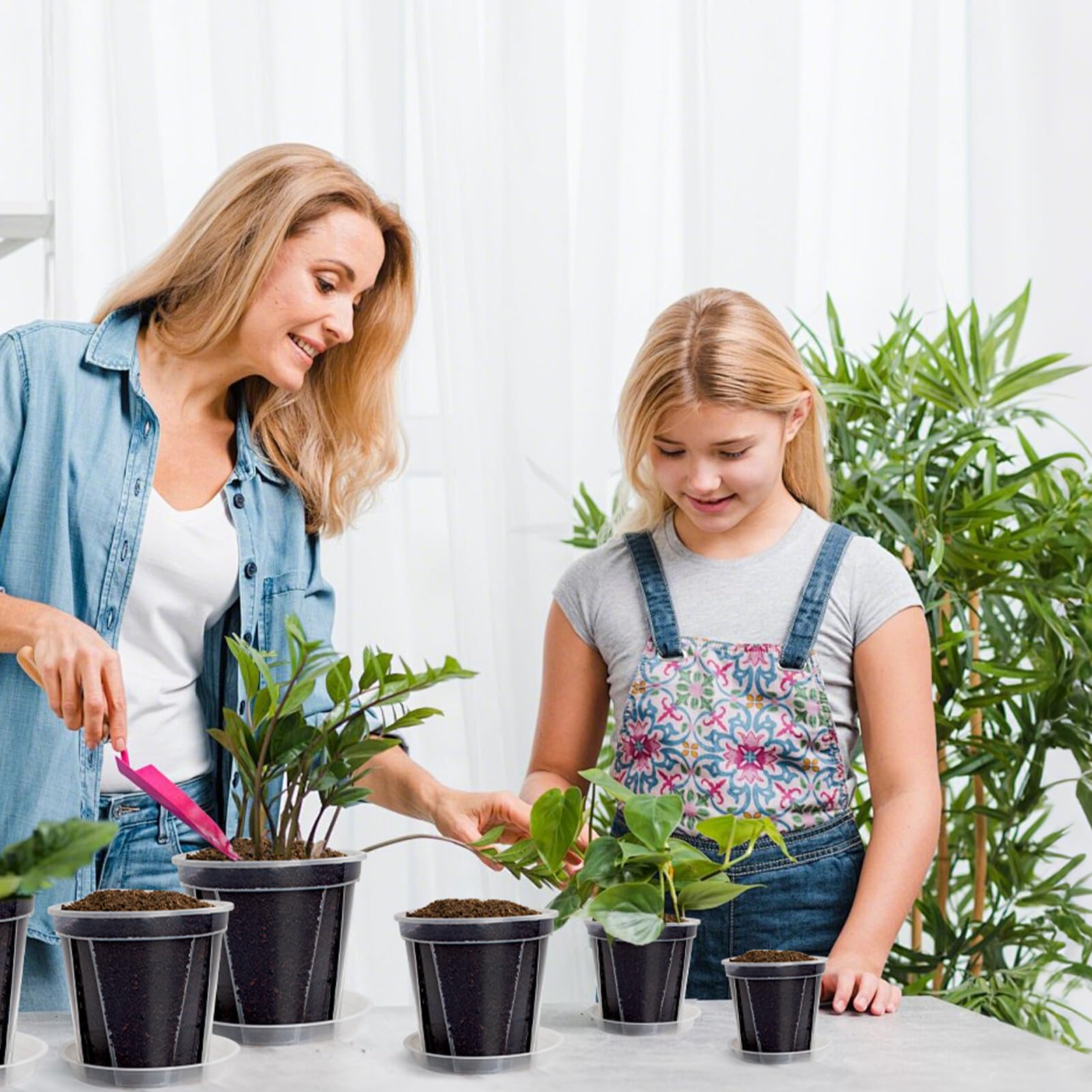 Pots Transparents avec Trou de Drainage, 10-16 cm, Renforcés avec Soucoupe, Pack Variété Plastique pour Semis